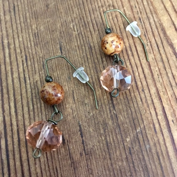 *Ladies Champaign Yellow Dangle Earrings, Handmade Ladies Earrings - Picture 4 of 4